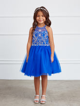 Girls Short Pageant Dress With Crystal Embellished Bodice Tulle Skirt